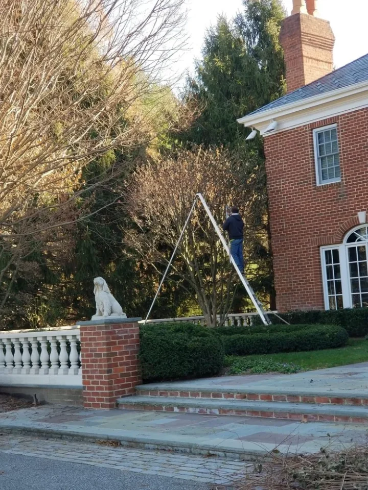 man on ladder on site